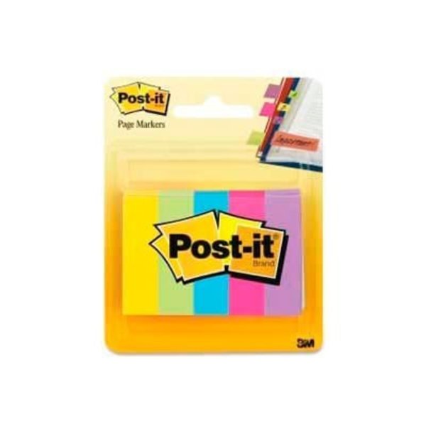 3M Post-it® Page Markers, 1/2" x 2", Assorted Ultra, 100 Flags/Pad, 5 Pads/Pack 6705AU